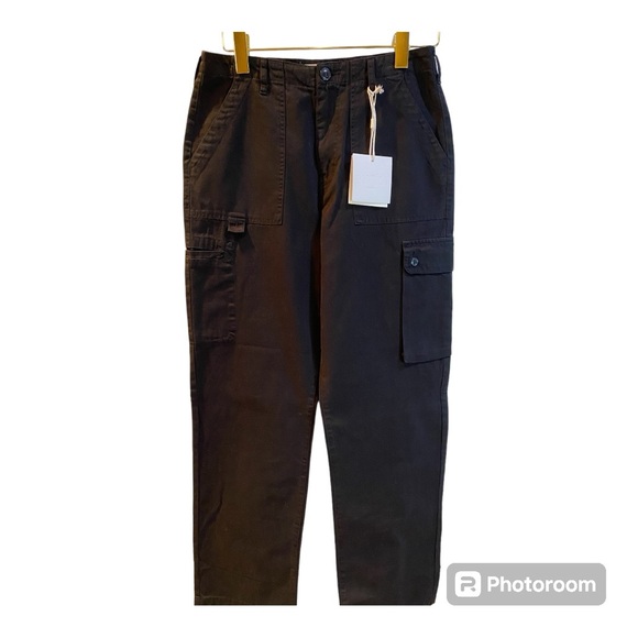 NWT Pistola Cassie High Rise Cargo Pants Size 28 Black Cotton Straight Leg - Picture 2 of 15